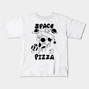 Space Pizza Black Line Kids T-Shirt